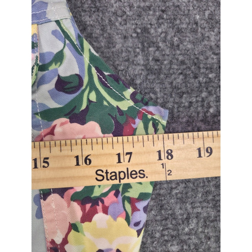 Vintage Hot House Floral Denim Vest Womens Small Green Pink 90s Cropped Cotton - Picture 4 of 8